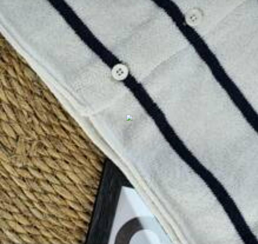 Women's 2025 Spring Summer Casual Fold-Down Short Sleeve Fashion Button Knitted Cardigan Sweater Navy Striped Sleeve Knitted Cardigan - Image 2