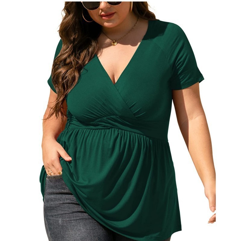 Women's Plus Size T-shirt V-neck Top - Image 4