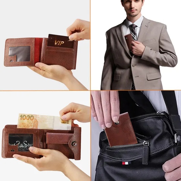 Men's Wallet PU Leather Bifold Purse Slim RFID Blocking Card Holder - Image 4